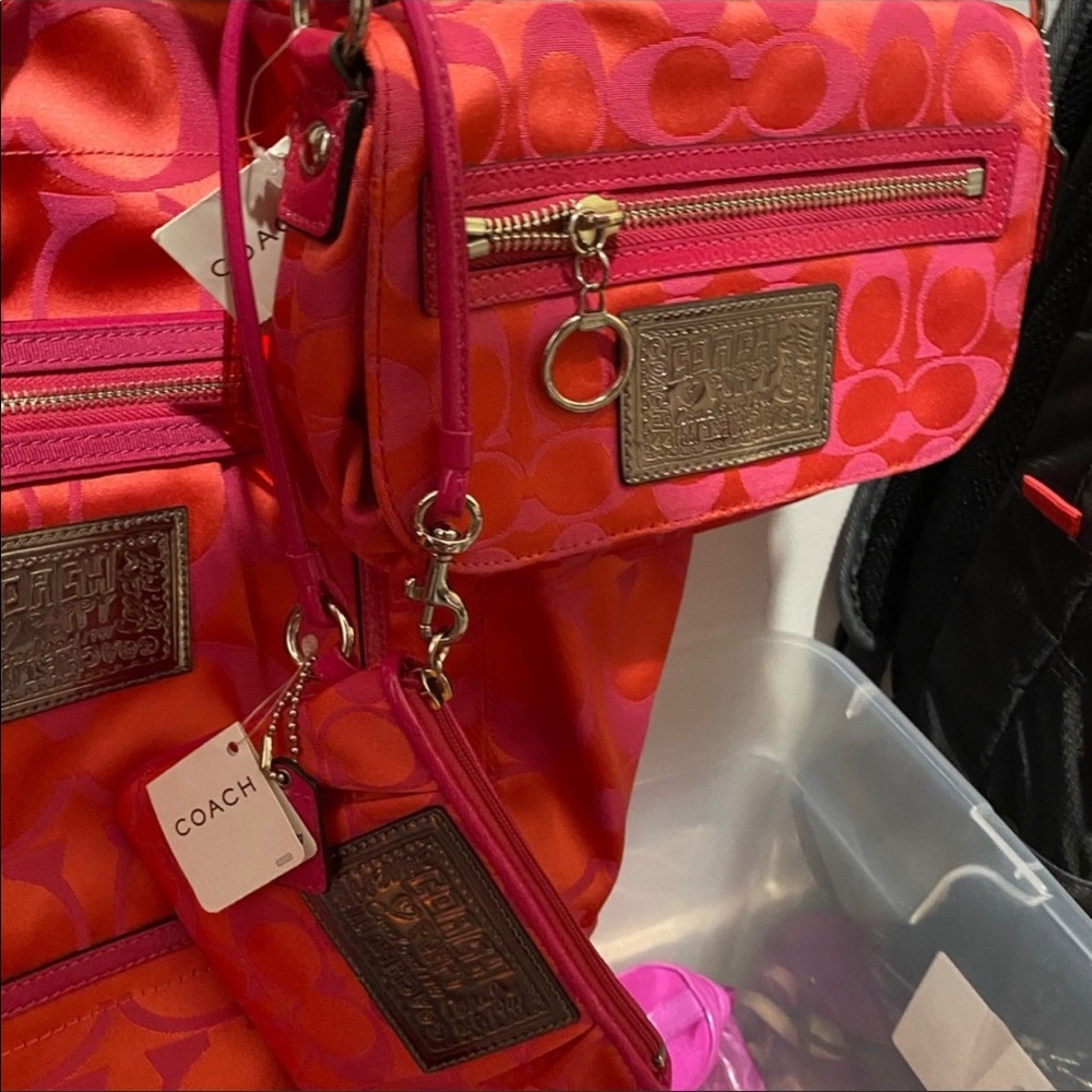 Coach 3pc NWT MELON PURSE WALLET BAG PINK - Picture 6 of 9